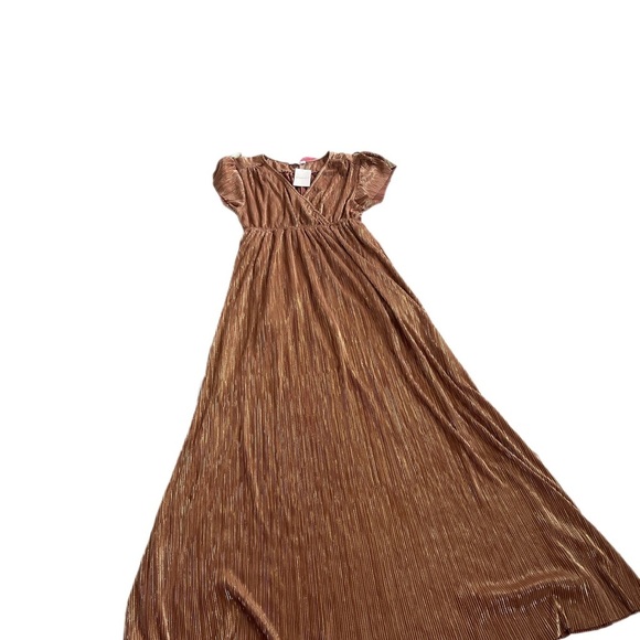 NWT See and Be Seen Arya Metallic Bronze Maxi Dress Size Medium - Picture 3 of 12